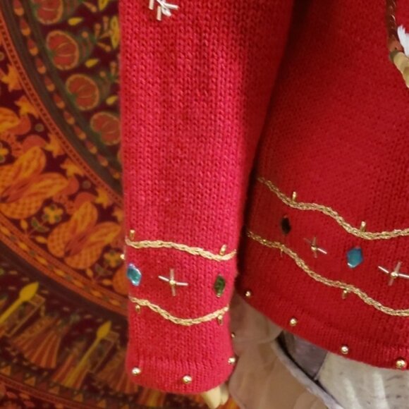 Vintage 90's Theme Works Snow Globe Zip up Christmas Sweater Jacket Medium - Picture 6 of 8